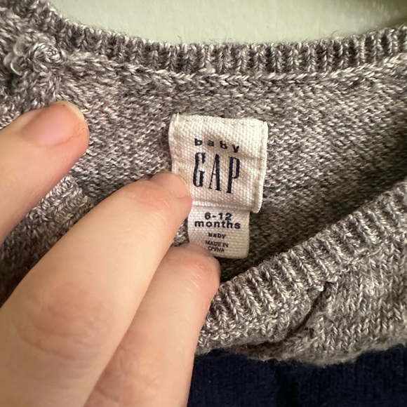 Baby gap blue and gray striped knitted jumpsuit - Picture 2 of 3